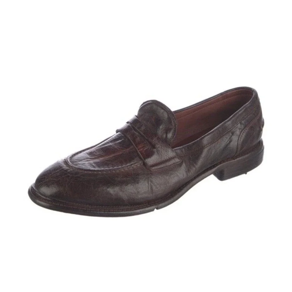 Lemargo Handmade Buffalo Loafer In Brown Cognac Size 40 Made Italy
